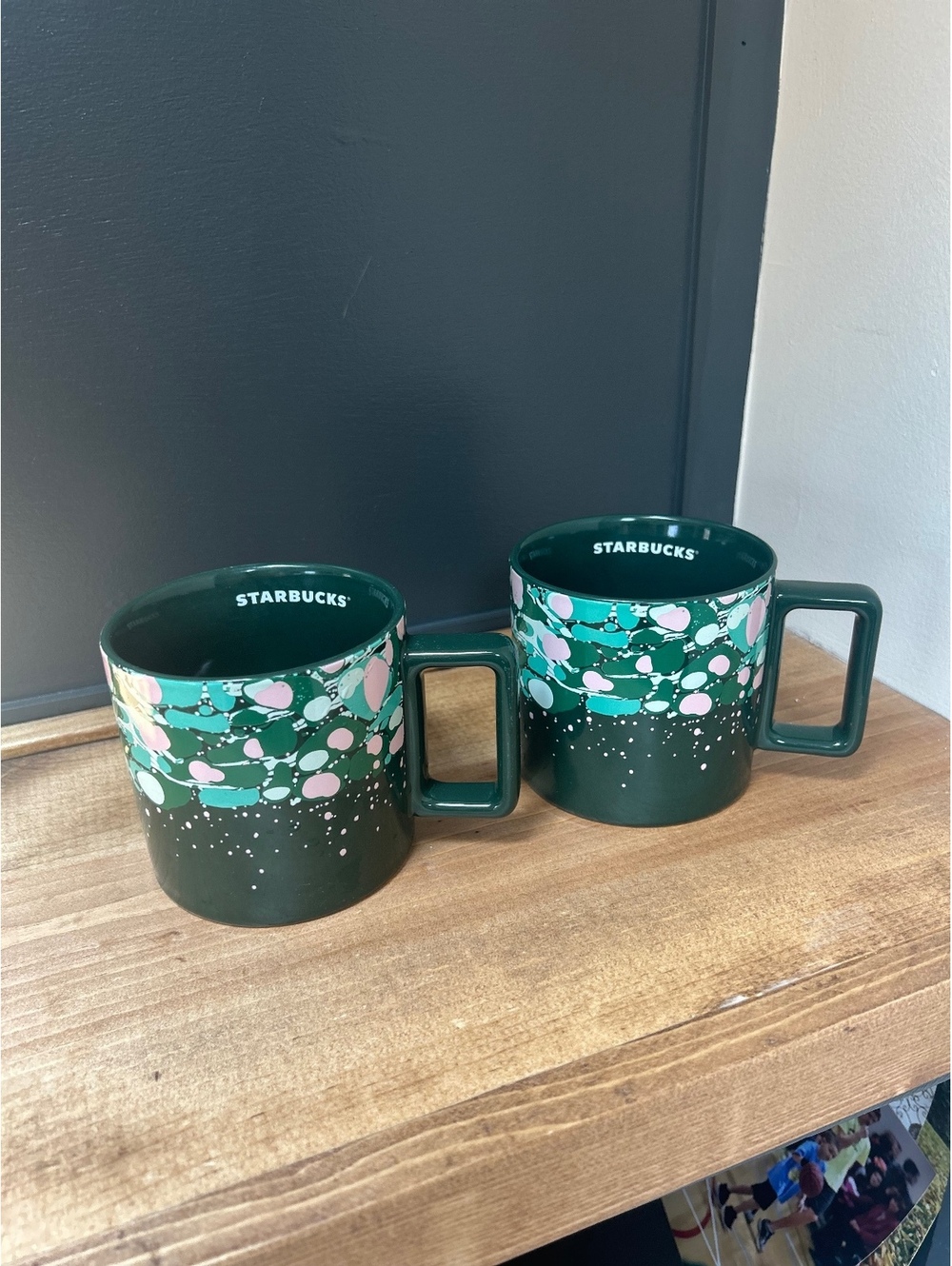 2 Starbucks Holiday 2022 Venetian Marble Forest Ceramic Mug 12oz - Picture 2 of 6